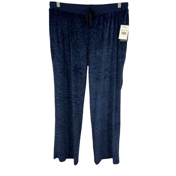 Laura Ashley Womens Navy Heather Lounge Pants Size Medium M Velour Comfort New - Picture 1 of 8